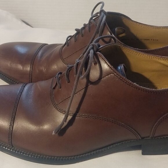 Cole Haan Mens Cap Toe Oxford Dress Shoes Size 8.5 Wide Brown Leather Classic - Picture 3 of 9